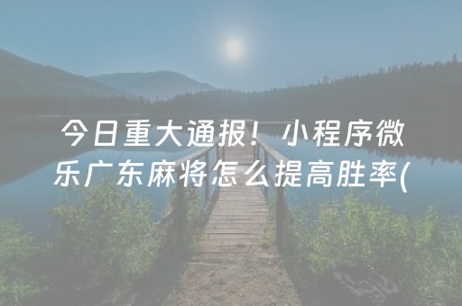 今日重大通报！小程序微乐广东麻将怎么提高胜率(揭秘小程序赢牌技巧)