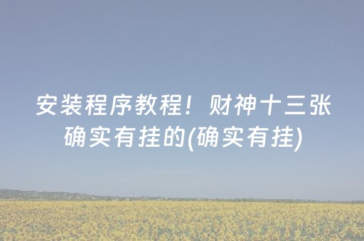 安装程序教程！财神十三张确实有挂的(确实有挂)