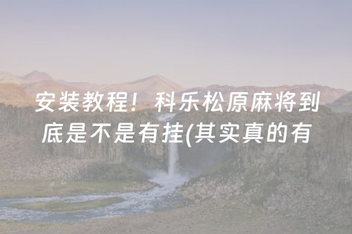 安装教程！科乐松原麻将到底是不是有挂(其实真的有挂)