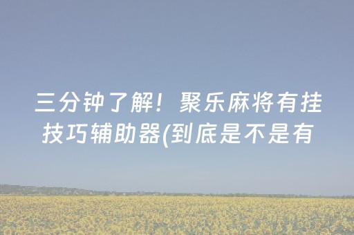 三分钟了解！聚乐麻将有挂技巧辅助器(到底是不是有挂)