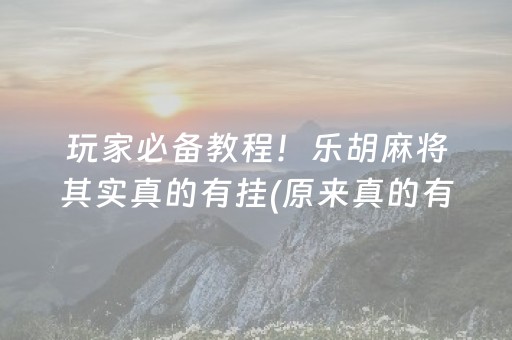 玩家必备教程！乐胡麻将其实真的有挂(原来真的有挂)
