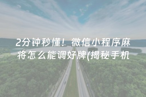 2分钟秒懂！微信小程序麻将怎么能调好牌(揭秘手机上插件购买)