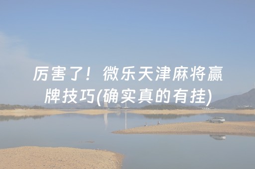 厉害了！微乐天津麻将赢牌技巧(确实真的有挂)