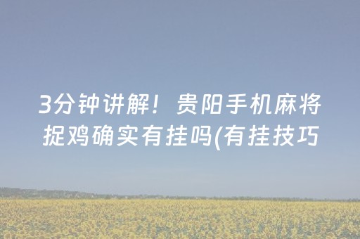 3分钟讲解！贵阳手机麻将捉鸡确实有挂吗(有挂技巧辅助器)