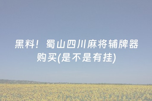 黑料！蜀山四川麻将辅牌器购买(是不是有挂)