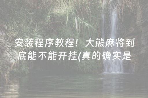 安装程序教程！大熊麻将到底能不能开挂(真的确实是有挂)