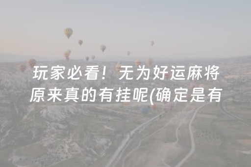 玩家必看！无为好运麻将原来真的有挂呢(确定是有挂)