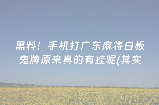 黑料！手机打广东麻将白板鬼牌原来真的有挂呢(其实确实有挂)
