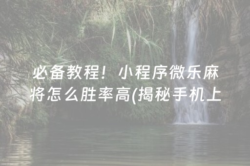 必备教程！小程序微乐麻将怎么胜率高(揭秘手机上提高胜率)