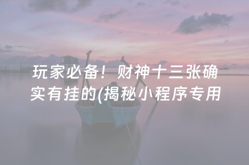 玩家必备！财神十三张确实有挂的(揭秘小程序专用神器)