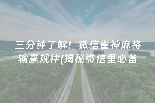 三分钟了解！微信雀神麻将输赢规律(揭秘微信里必备神器)