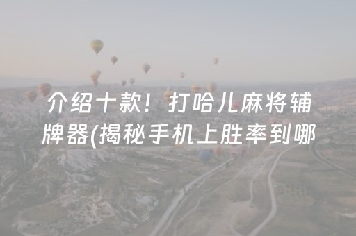 介绍十款！打哈儿麻将辅牌器(揭秘手机上胜率到哪调)
