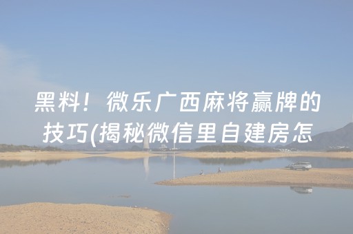 黑料！微乐广西麻将赢牌的技巧(揭秘微信里自建房怎么赢)