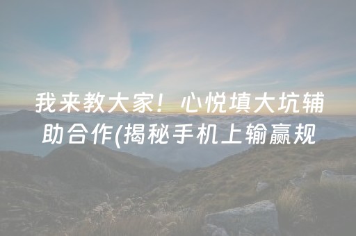 我来教大家！心悦填大坑辅助合作(揭秘手机上输赢规律)