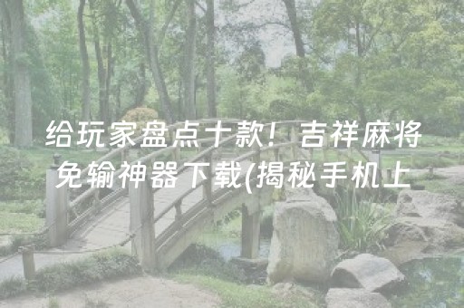 给玩家盘点十款！吉祥麻将免输神器下载(揭秘手机上系统发好牌)
