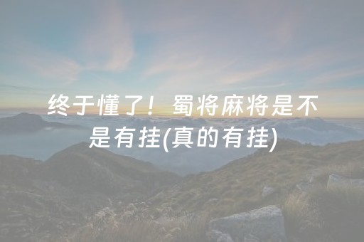 终于懂了！蜀将麻将是不是有挂(真的有挂)