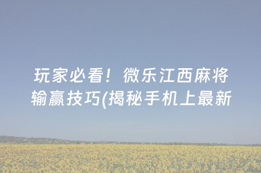 玩家必看！微乐江西麻将输赢技巧(揭秘手机上最新神器下载)
