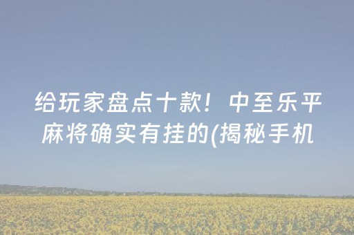 给玩家盘点十款！中至乐平麻将确实有挂的(揭秘手机上插件免费)
