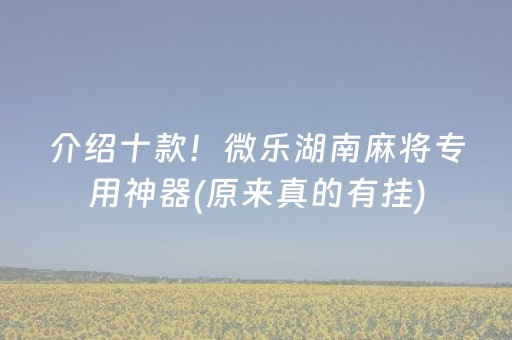 介绍十款！微乐湖南麻将专用神器(原来真的有挂)