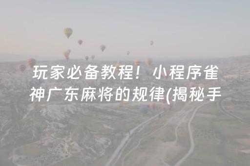 玩家必备教程！小程序雀神广东麻将的规律(揭秘手机上赢的诀窍)