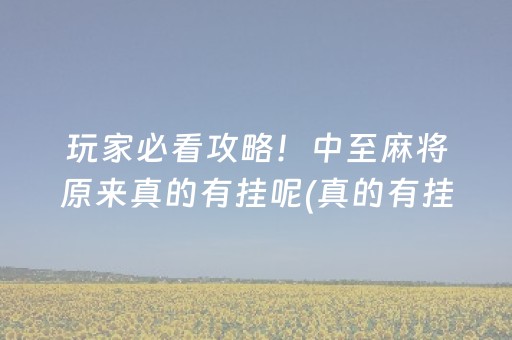 玩家必看攻略！中至麻将原来真的有挂呢(真的有挂确实有挂)