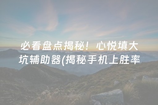 必看盘点揭秘！心悦填大坑辅助器(揭秘手机上胜率到哪调)