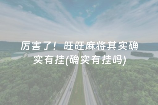 厉害了！旺旺麻将其实确实有挂(确实有挂吗)