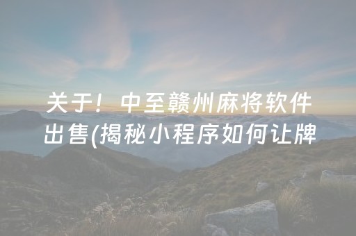 关于！中至赣州麻将软件出售(揭秘小程序如何让牌变好)