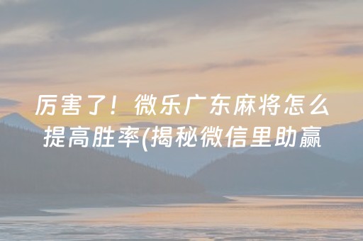 厉害了！微乐广东麻将怎么提高胜率(揭秘微信里助赢神器)