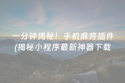 一分钟揭秘！手机麻将插件(揭秘小程序最新神器下载)