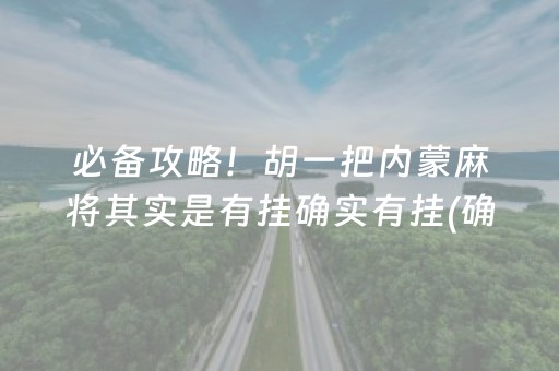 必备攻略！胡一把内蒙麻将其实是有挂确实有挂(确实有挂)