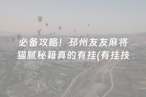 必备攻略！邳州友友麻将猫腻秘籍真的有挂(有挂技巧辅助器)