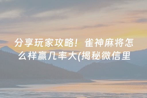 分享玩家攻略！雀神麻将怎么样赢几率大(揭秘微信里提高赢的概率)