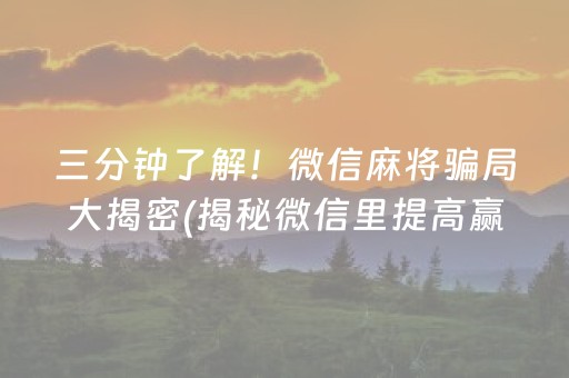 三分钟了解！微信麻将骗局大揭密(揭秘微信里提高赢的概率)