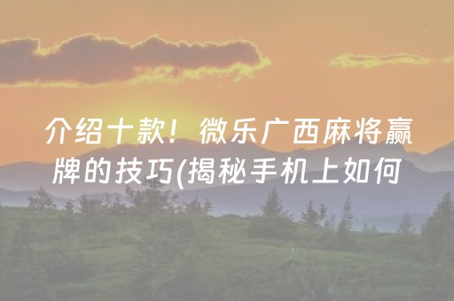 介绍十款！微乐广西麻将赢牌的技巧(揭秘手机上如何让牌变好)