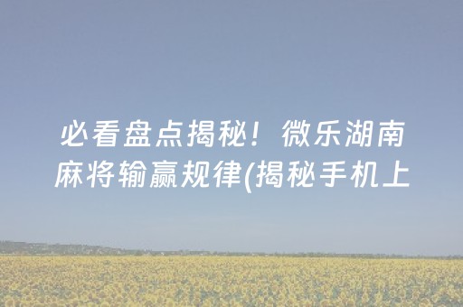 必看盘点揭秘！微乐湖南麻将输赢规律(揭秘手机上提高胜率)