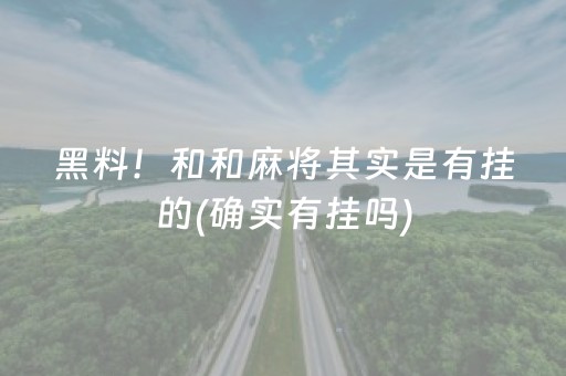 黑料！和和麻将其实是有挂的(确实有挂吗)