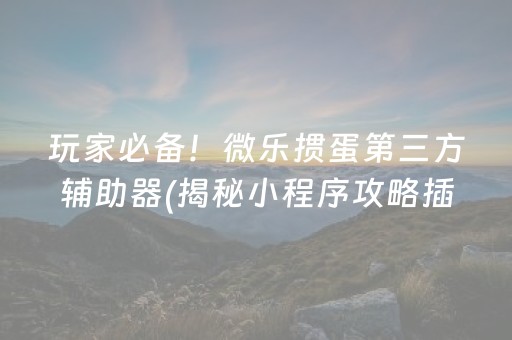 玩家必备！微乐掼蛋第三方辅助器(揭秘小程序攻略插件)