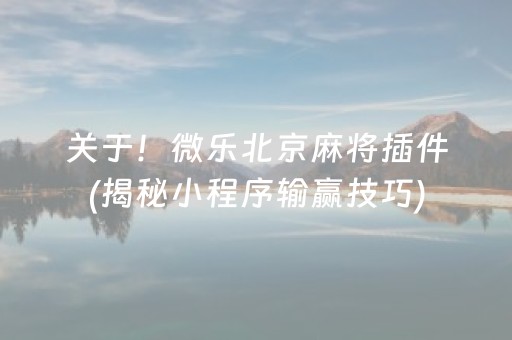关于！微乐北京麻将插件(揭秘小程序输赢技巧)