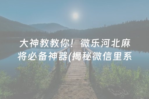 大神教教你！微乐河北麻将必备神器(揭秘微信里系统发好牌)