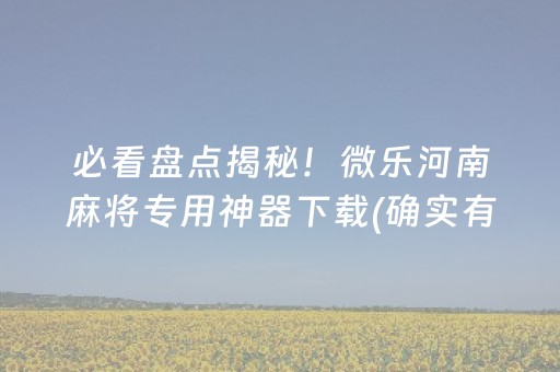 必看盘点揭秘！微乐河南麻将专用神器下载(确实有挂)