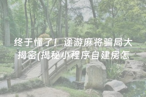 终于懂了！途游麻将骗局大揭密(揭秘小程序自建房怎么赢)