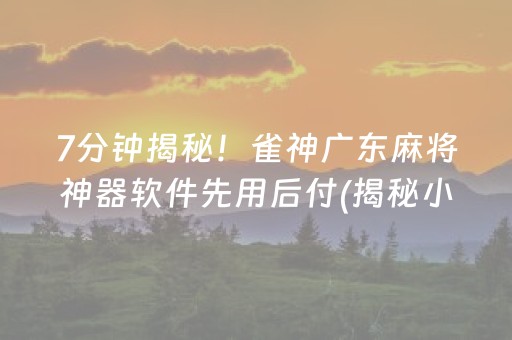 7分钟揭秘！雀神广东麻将神器软件先用后付(揭秘小程序赢牌技巧)