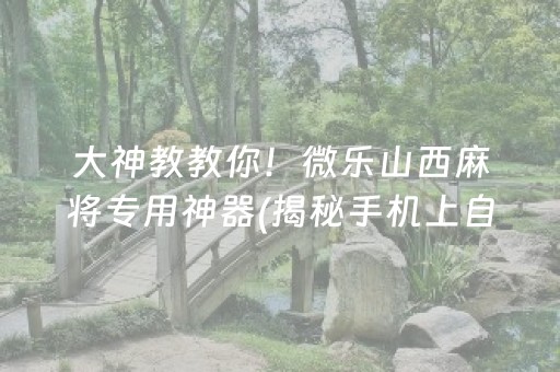 大神教教你！微乐山西麻将专用神器(揭秘手机上自建房怎么赢)