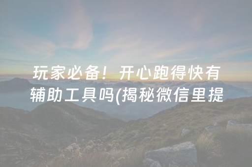 玩家必备！开心跑得快有辅助工具吗(揭秘微信里提高赢的概率)