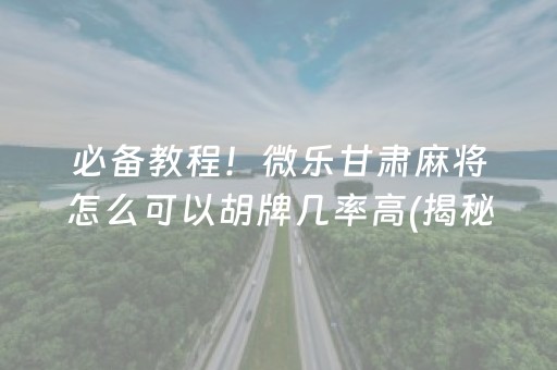 必备教程！微乐甘肃麻将怎么可以胡牌几率高(揭秘小程序专用神器)