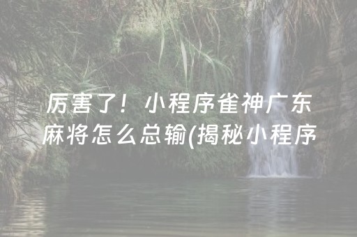 厉害了！小程序雀神广东麻将怎么总输(揭秘小程序助赢神器购买)