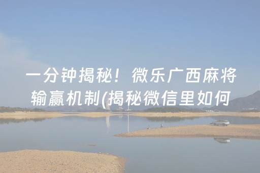 一分钟揭秘！微乐广西麻将输赢机制(揭秘微信里如何让牌变好)