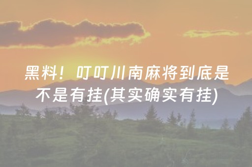 黑料！叮叮川南麻将到底是不是有挂(其实确实有挂)