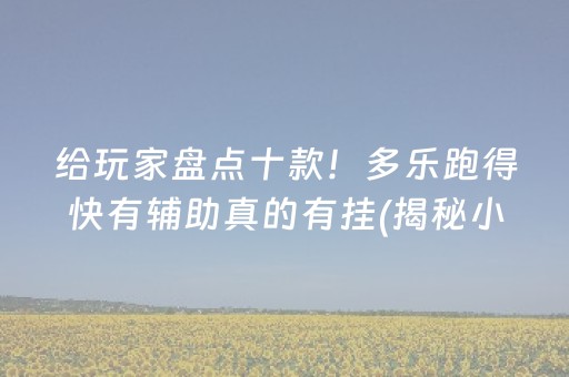 给玩家盘点十款！多乐跑得快有辅助真的有挂(揭秘小程序助赢神器购买)